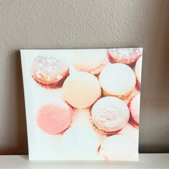 Other - Macaron Canvas Wall Art – Pink & White Dessert Photography Print